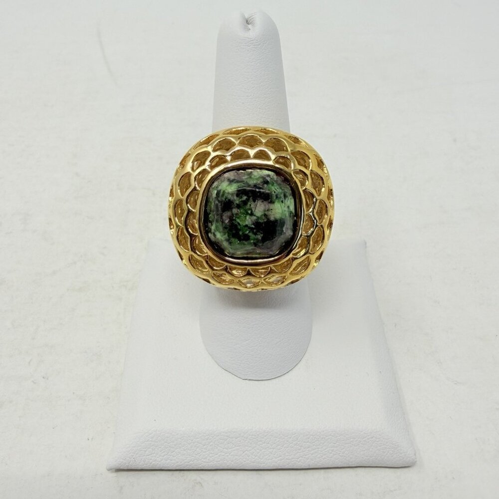 Shop LC Green Ruby Zoisite Size 8 Ring‎ in ION Plated YG Stainless Steel 5278